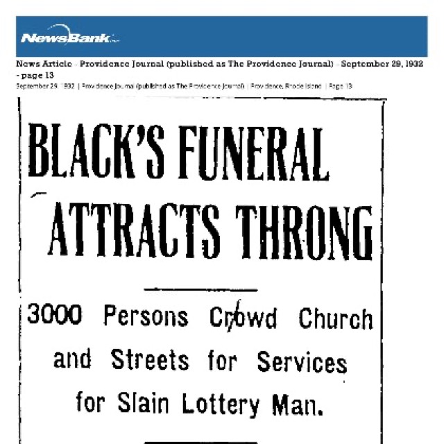 Providence Journal headline: Black's Funeral Attracts Throng