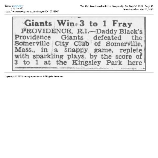 Afro American clipping: Giants Win 3 to 1 Fray